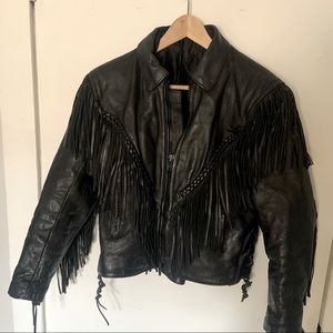 70’s leather fringed biker jacket